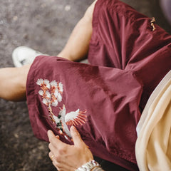 MADEN Red Sukajan Embroidery Taslan Shorts