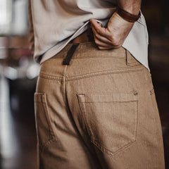 MADEN Herren Schwerer Baumwoll Gerade-Bein Jeans
