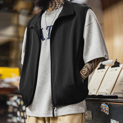 MADEN Men’s Lightweight Utility Vest Gorpcore Outdoor Techwear Gilet with Stand Collar for Layered Streetwear & Hiking