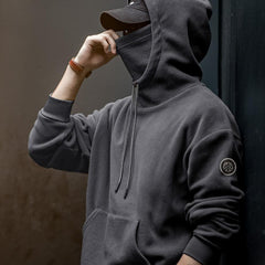 Sudadera con capucha balaclava de forro polar de peso pesado con capa cortaviento para hombre MADEN