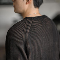 MADEN Gestreifter Rippstrick Schwergewicht Baumwoll Pullover