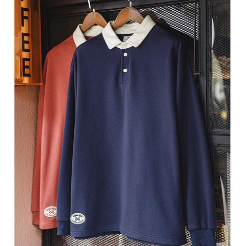 Polo rétro à manches longues en maille MADEN - Style preppy 