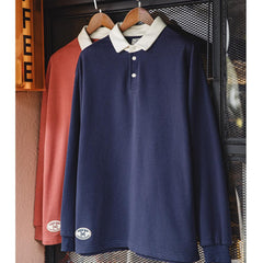 MADEN Retro Strick Langarm Polohemd