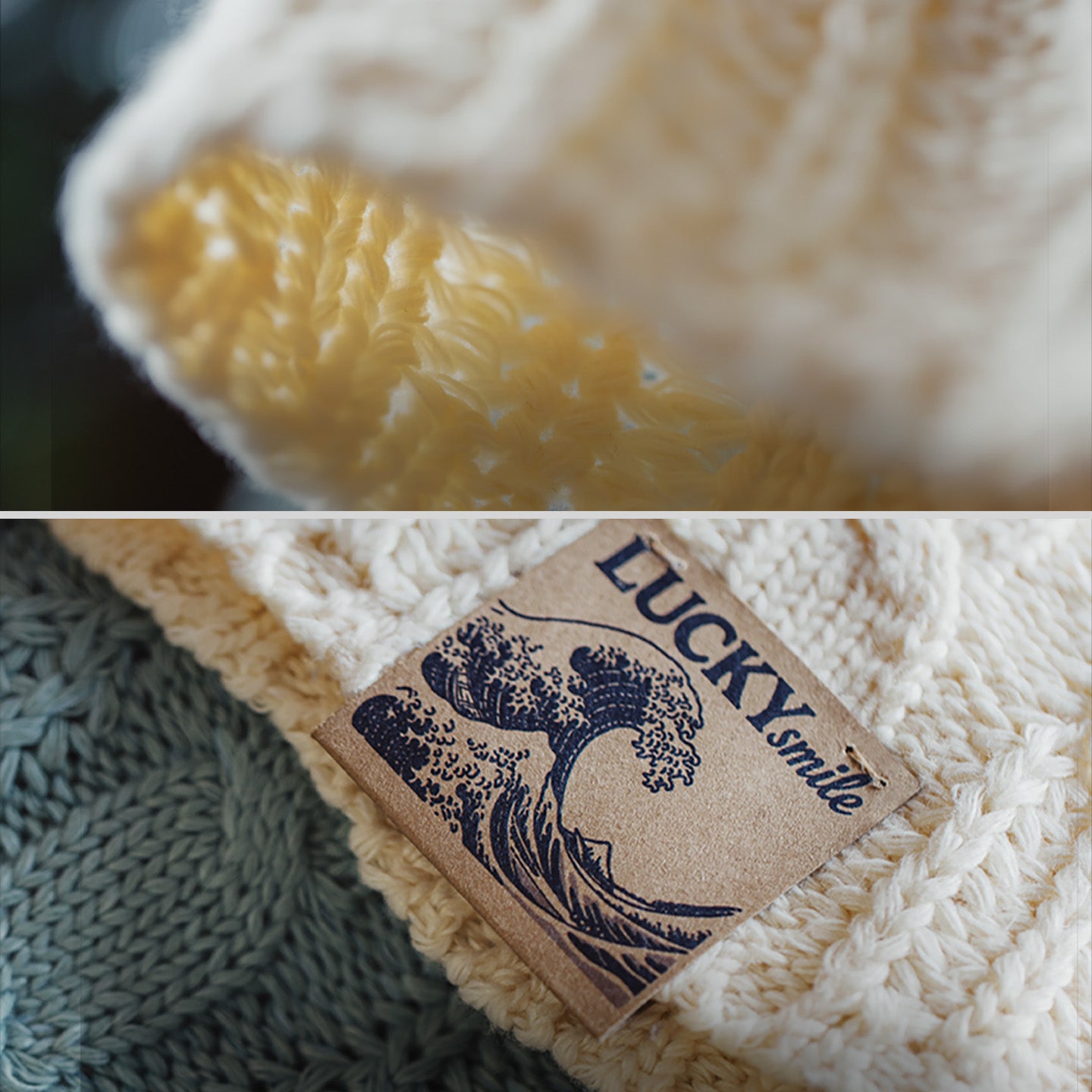 MADEN Weißer gehäkelter Bucket Hat mit Lochmuster