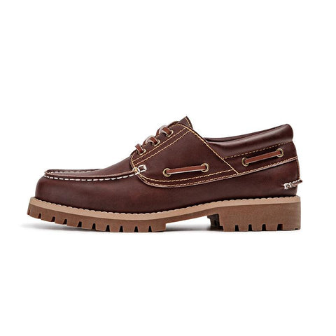 MADEN Men’s Retro Brown Boat Loafers