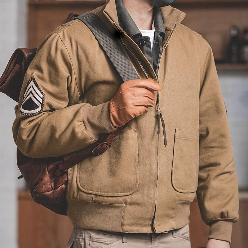 Chaquetas de tanque para hombre MADEN M1942 color caqui versión ligera y versión más gruesa forro polar de otoño e invierno abrigos cálidos