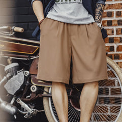 MADEN Casual Shorts Easypants No-ironing Loose-fit Straight Short Pants Drape Solid Color with Drawstring Summer New