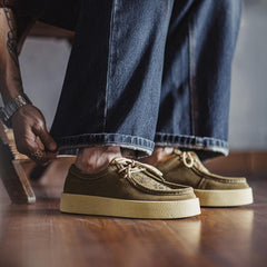 MADEN Herren Fransen Wildleder Mokassinschuhe