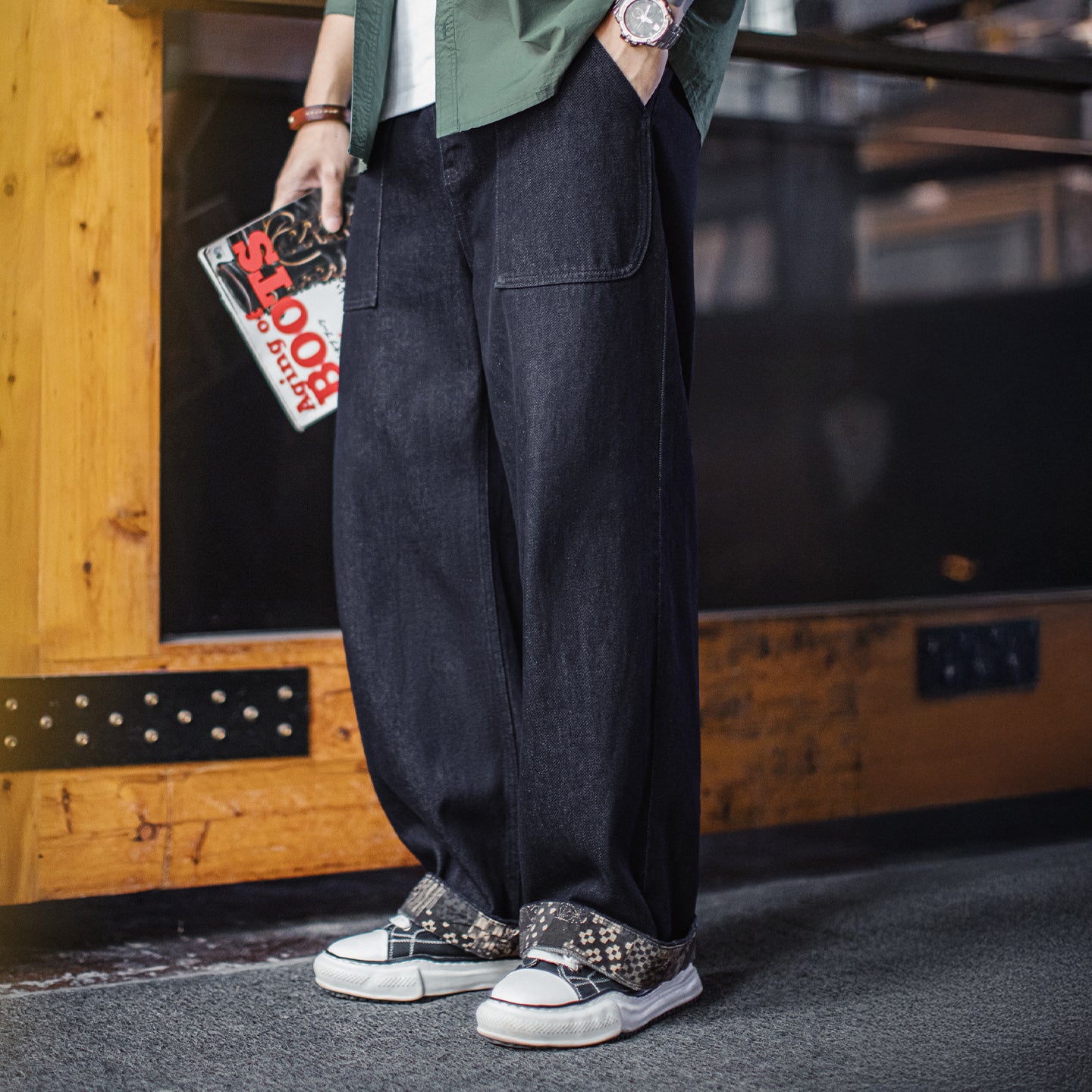 Quần Jean MADEN Boro Giặt Màu Denim