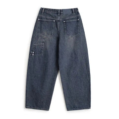 MADEN 15oz Patchwork-Jeans-Cargohose mit weitem Bein