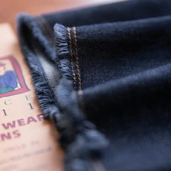 MADEN Herren Baggy Gerade geschnittene Gewaschene Selvedge Denim Jeans