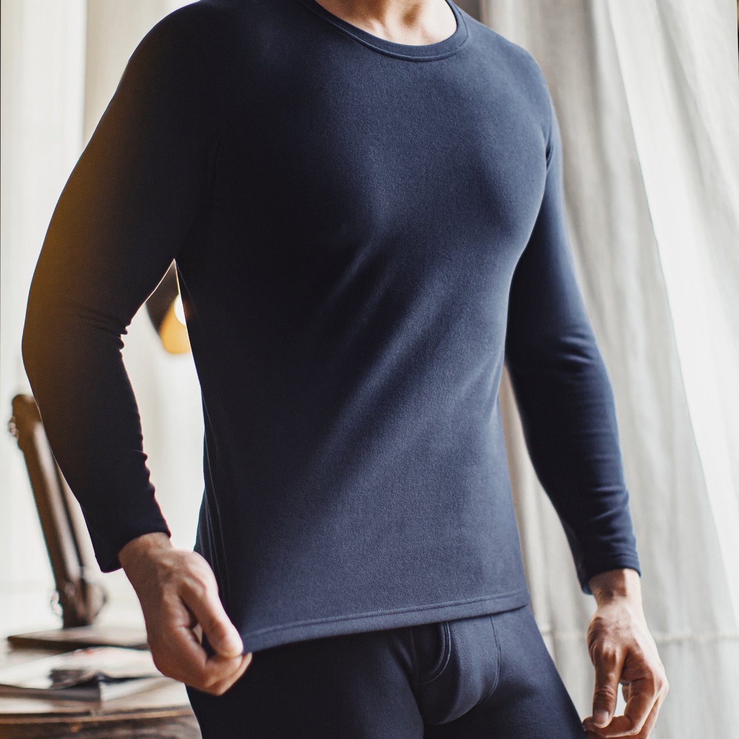MADEN Herren Wende-Fleece Thermounterwäsche Set