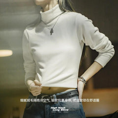 MADEN Damen Gerippter Rollkragenpullover