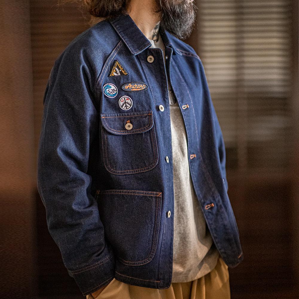 MADEN Embroidery Badge Denim Jacket