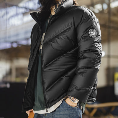 MADEN V-Shaped Quilted White Duck Down Jacket