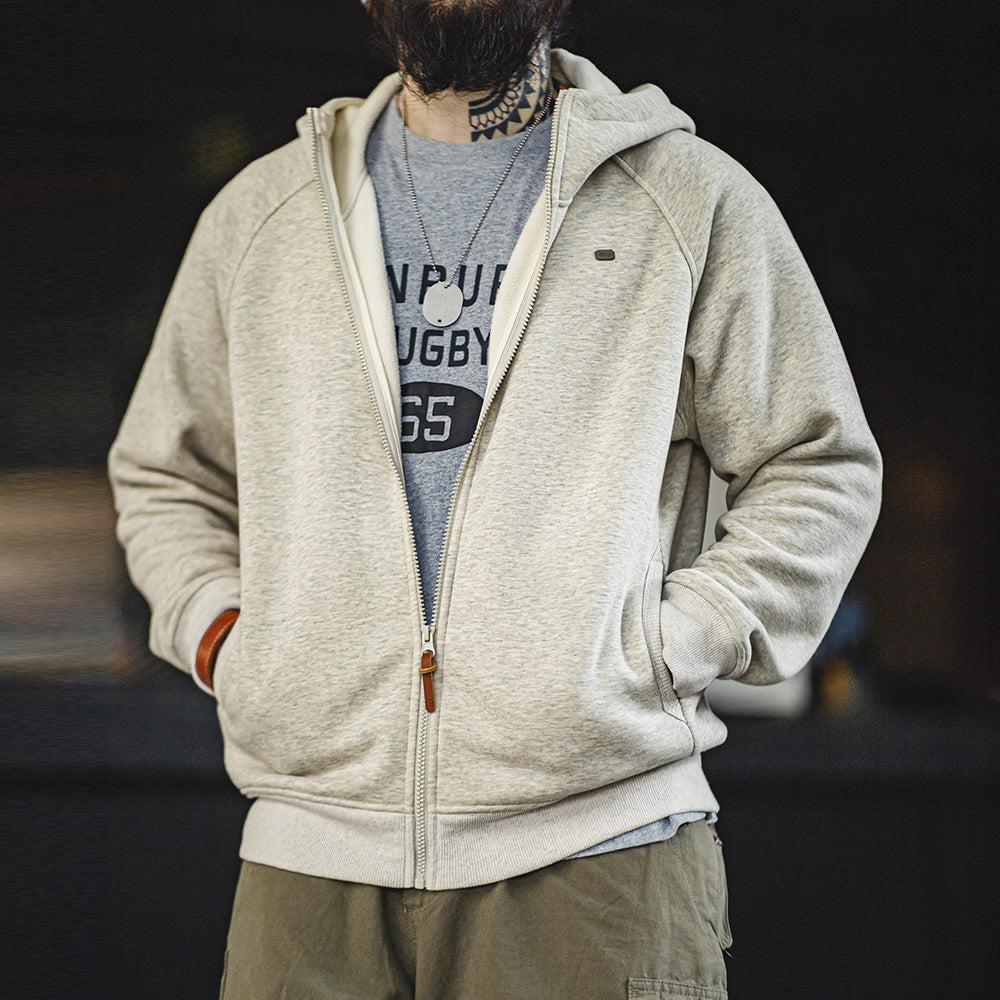 MADEN Grauer Kapuzenpullover – Polar Fleece