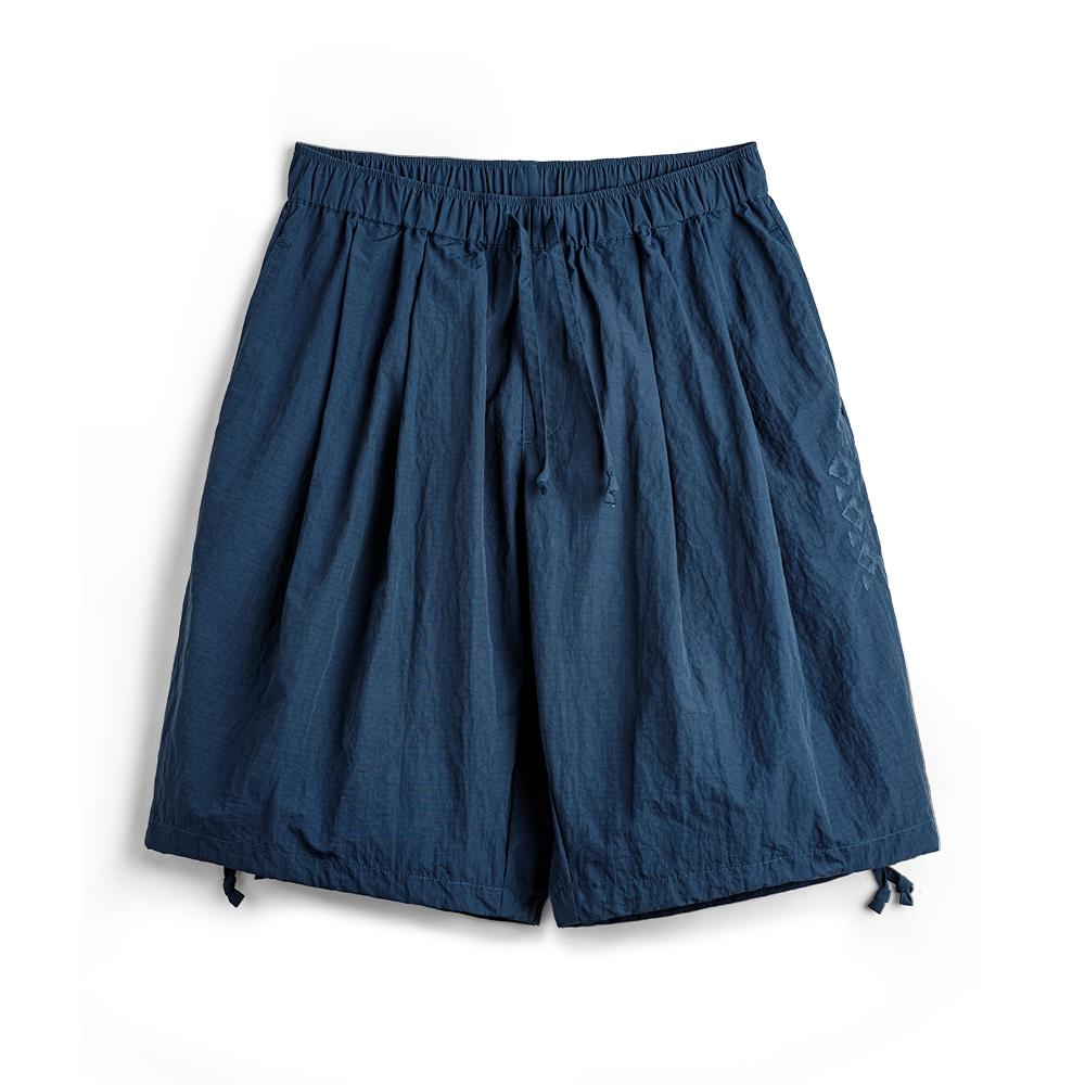 MADEN Navajo bestickte, schwere Baumwoll-Shorts mit lockerem Sitz