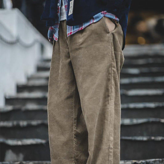MADEN Men's Heavyweight Corduroy Wide-Leg Cargo Pants