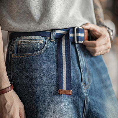 Ceinture unisexe en toile Maden : style preppy, sans trou et ajustable 