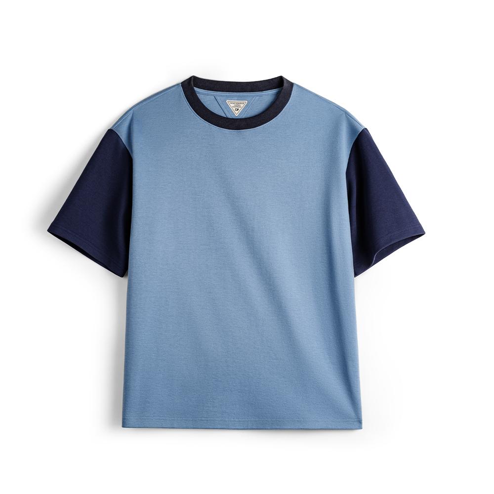 Camiseta MADEN de bloques de color para hombre Estilo retro Cuello acanalado Hombros caídos Camiseta de manga corta con capa de aire Corte holgado Verano 2025