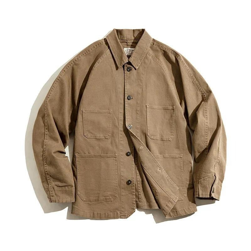 MADEN Heavyweight Twill Chore Coat – Khaki Utility Jacket