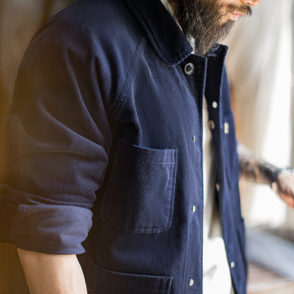마덴 골덴 네 주머니 사냥용 재킷 짧은 길이 남색 봄용 남성용