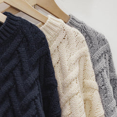 MADEN Damen Zopfstrick Pullover
