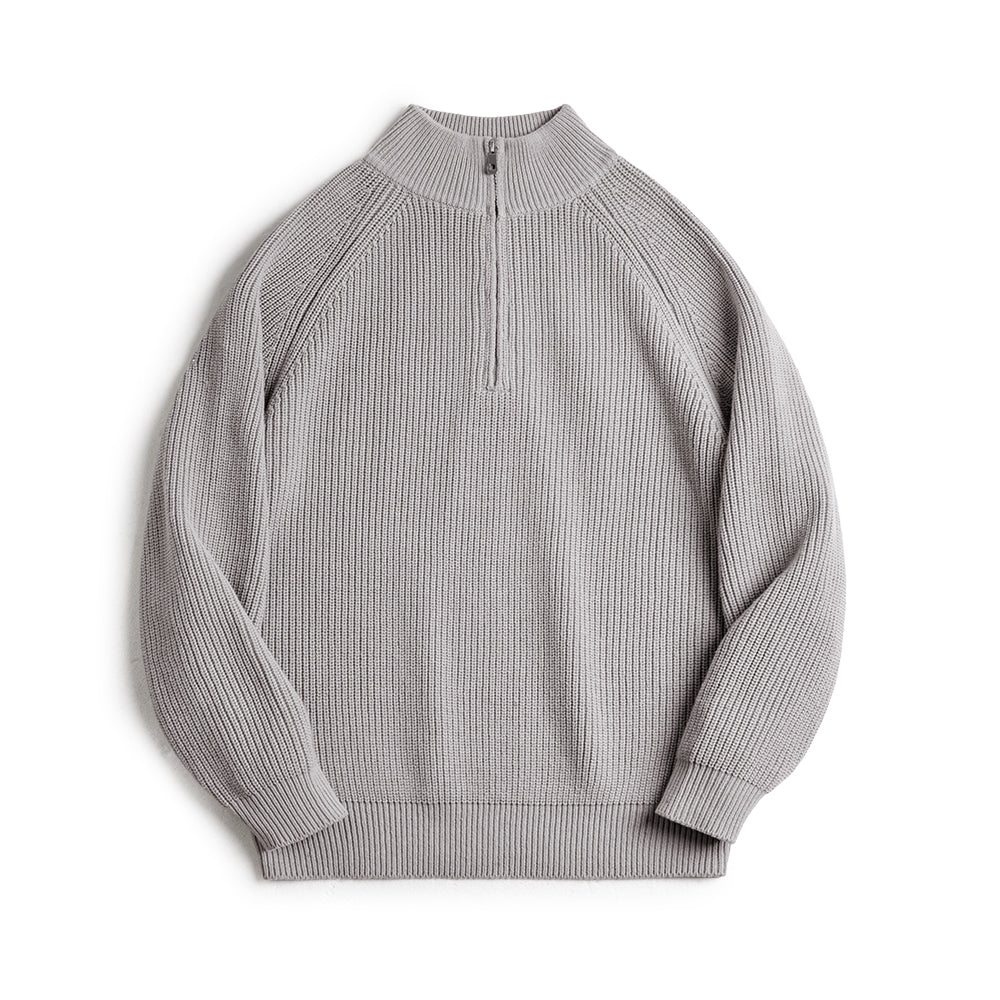 MADEN Herren Schwergewicht Baumwoll Halb-Zip Strickpullover