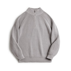 MADEN Herren Schwergewicht Baumwoll Halb-Zip Strickpullover