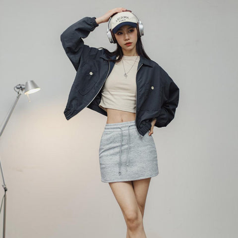 Maden Damen-Baseballkragenjacke – Lässiger rosa Mantel 