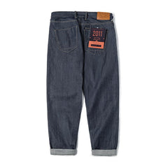 Jeans rectos de mezclilla cruda selvedge de 13.5oz para hombre MADEN