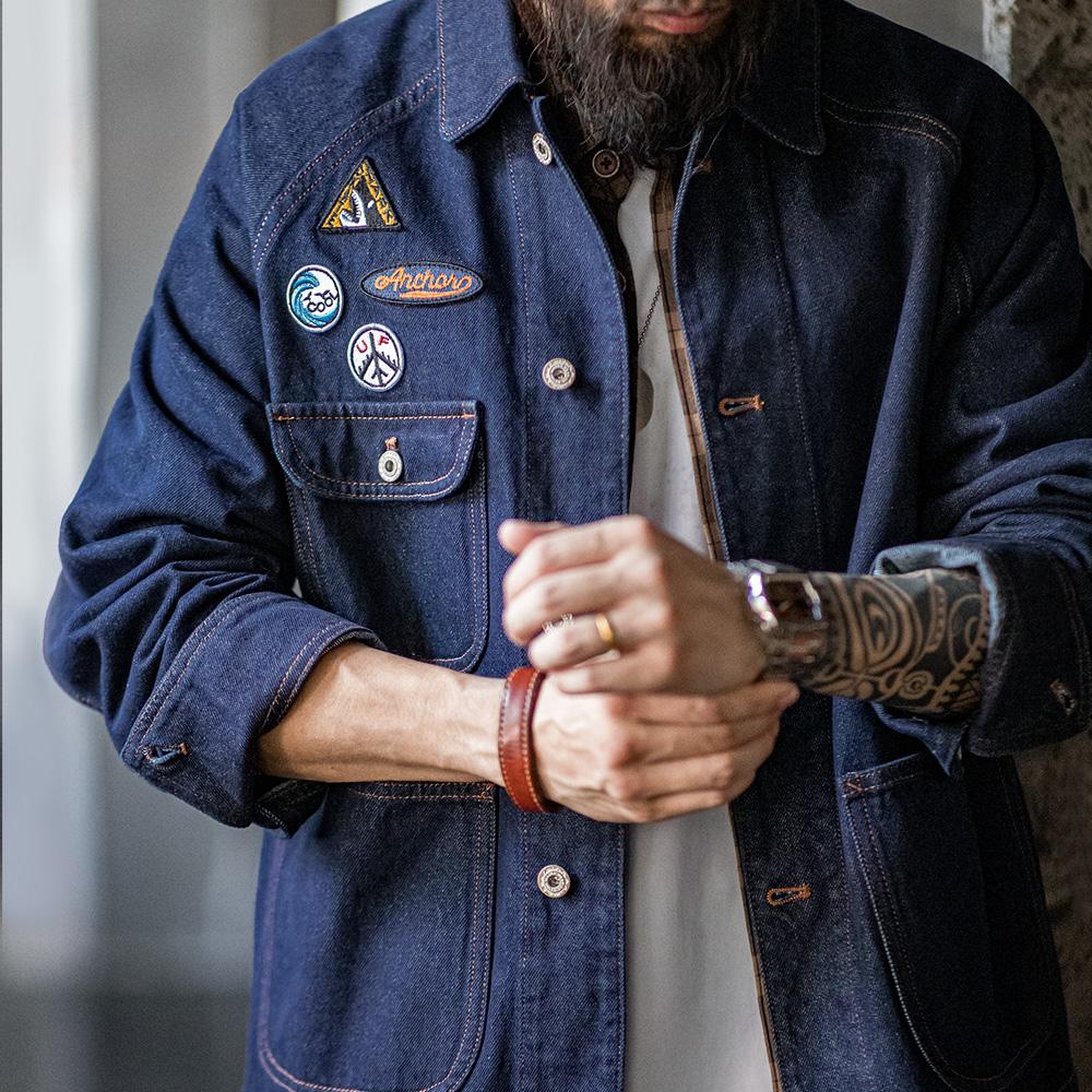 MADEN Embroidery Badge Denim Jacket