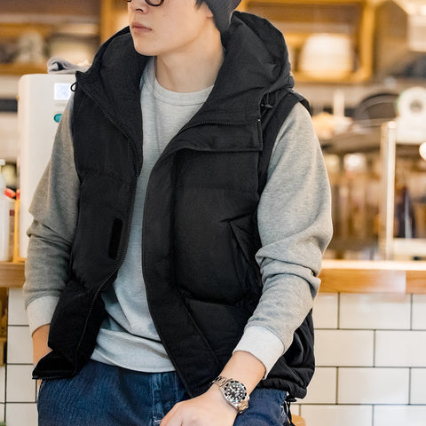 마덴 남성용 겨울 분리형 소매 다운 재킷 야외 기능성 후드 조끼 따뜻한 두꺼운 외투 다용도 파카