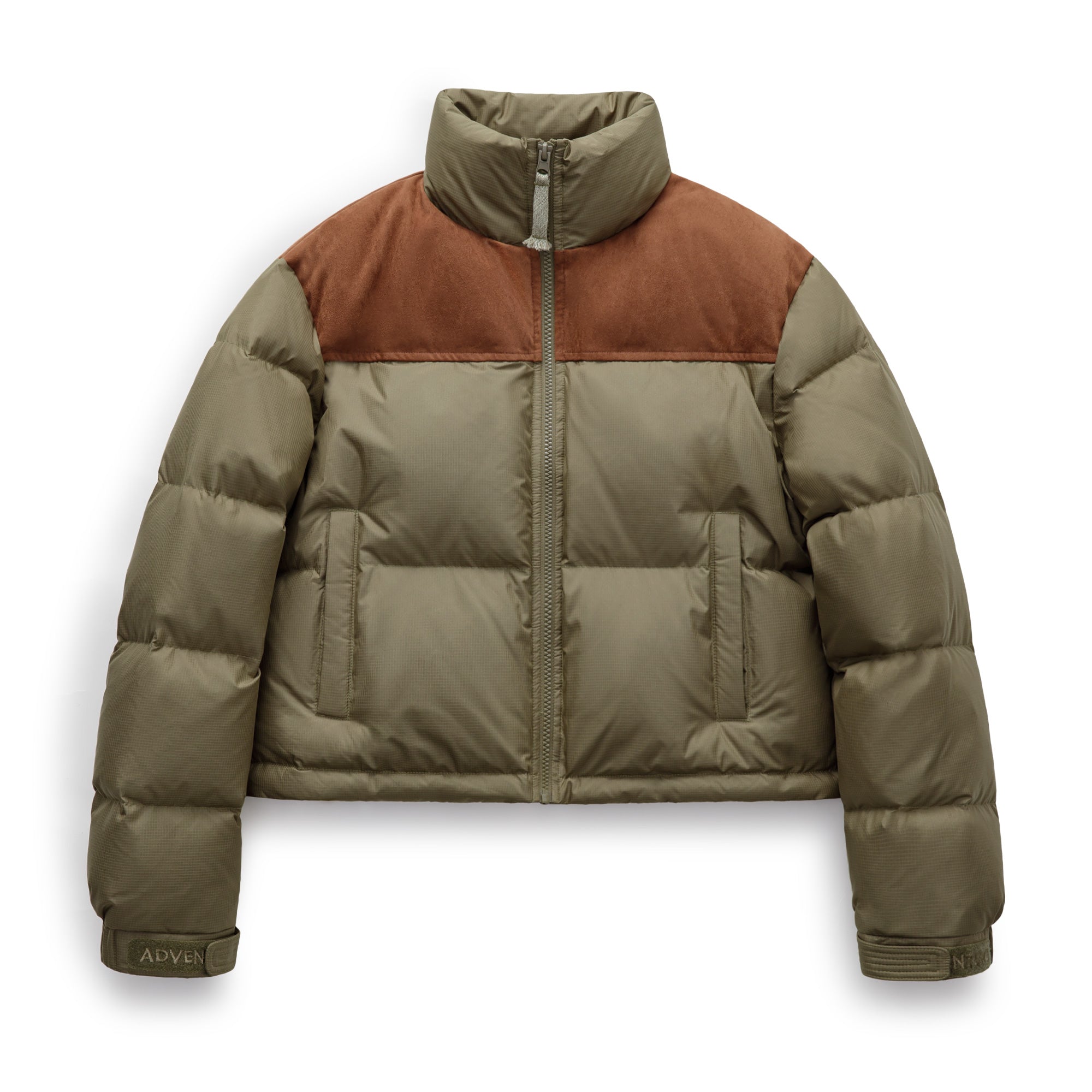 Chaqueta corta de plumón para mujer MADEN 90% plumón de pato cálida gruesa corta acolchada parche de ante retro cuello alto ropa de abrigo de invierno
