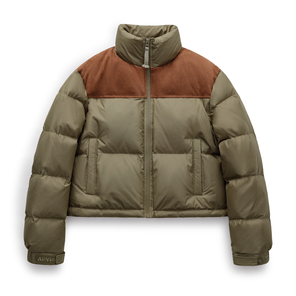 Chaqueta corta de plumón para mujer MADEN 90% plumón de pato cálida gruesa corta acolchada parche de ante retro cuello alto ropa de abrigo de invierno