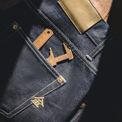 Quần jeans selvedge thêu vàng – denim raw 13oz MADEN