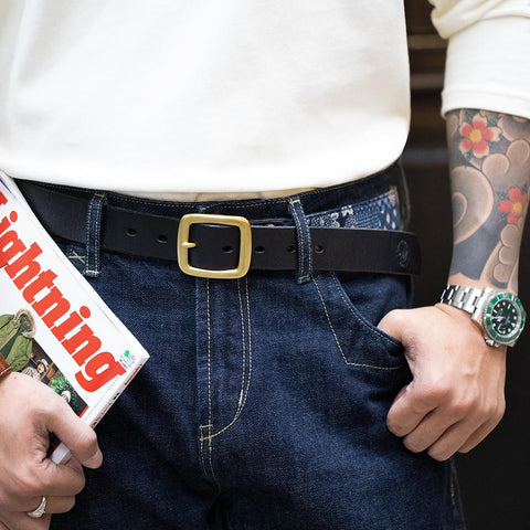 Ceinture en cuir tanné végétal patchwork MADEN 