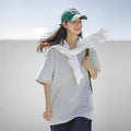 MADEN Women's Linen-Blend Loose Short-Sleeve Crewneck T-Shirt selected product image