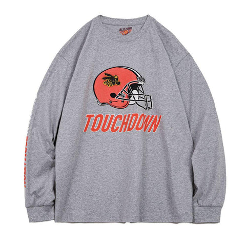 MADEN Retro-Langarmshirt mit Grafikstickerei für Herren – Grauer Oversize-Pullover mit Rundhalsausschnitt im Streetwear-Stil 