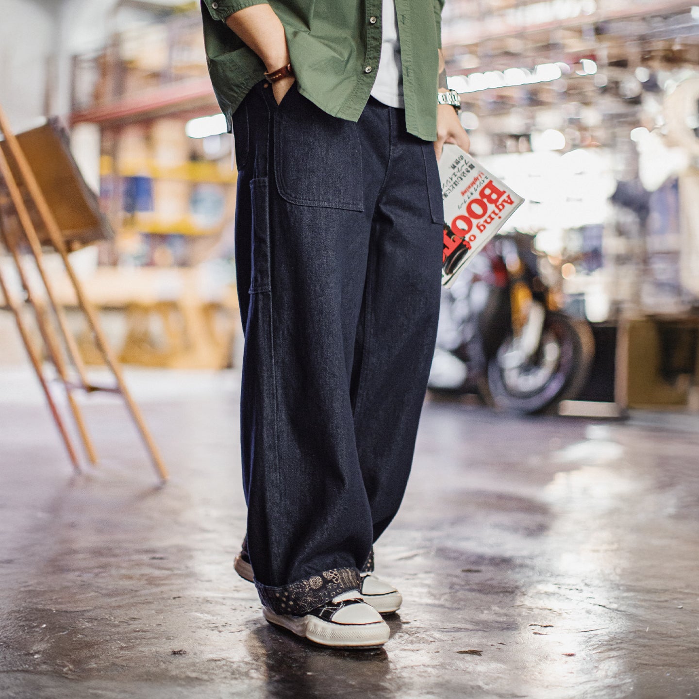 Quần Jean MADEN Boro Giặt Màu Denim