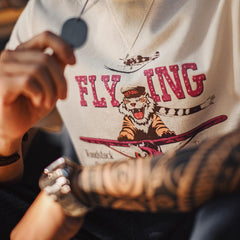 Camiseta holgada de manga corta con doble costura para hombre MADEN con estampado retro de tigre estilo Amekaji, primavera verano