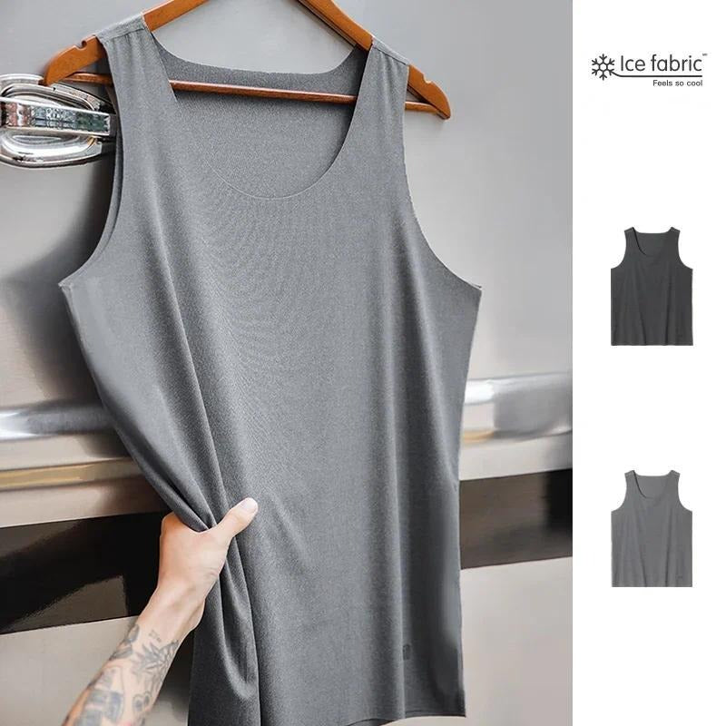 Maden Men Sleeveless Tank Top Ice Silk Cool Feeling Threaded Vest Gym Muscle Sportswear Undershirts