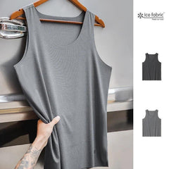 Maden Men Sleeveless Tank Top Ice Silk Cool Feeling Threaded Vest Gym Muscle Sportswear Undershirts