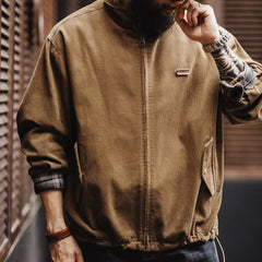 MADEN Herren Cord Harrington Jacke mit Stehkragen