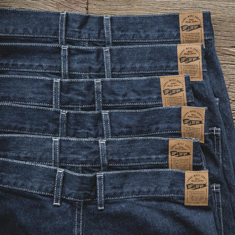 Jeans baggy de mezclilla selvedge de 11.5 oz para hombre MADEN