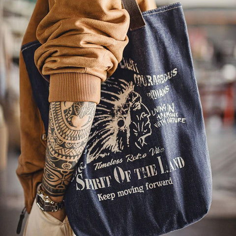 MADEN Retro Denim Tote Bag