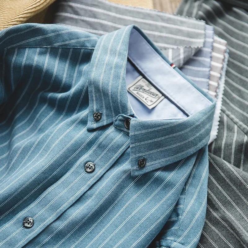 MADEN Men's Brushed Pinstripe Button-Down Shirt