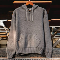 Sudadera de punto con media cremallera para hombre MADEN – Suéter grueso y casual con capucha y diseño de piña