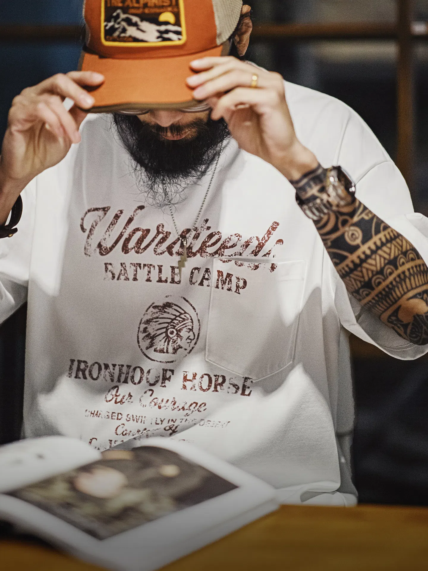 MADEN Vintage Letter Print T-Shirt