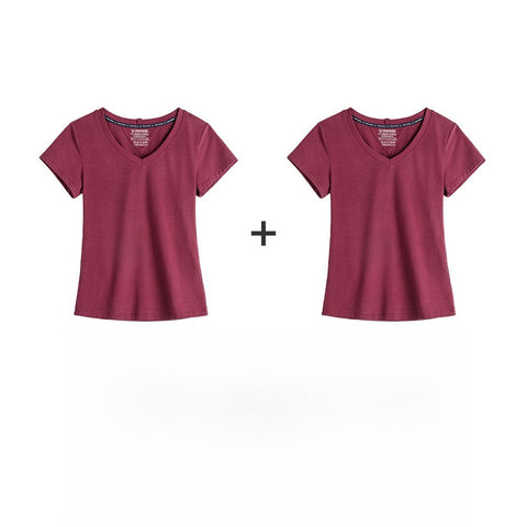 MADEN Women's V-Neck Slim Fit Knit Tee